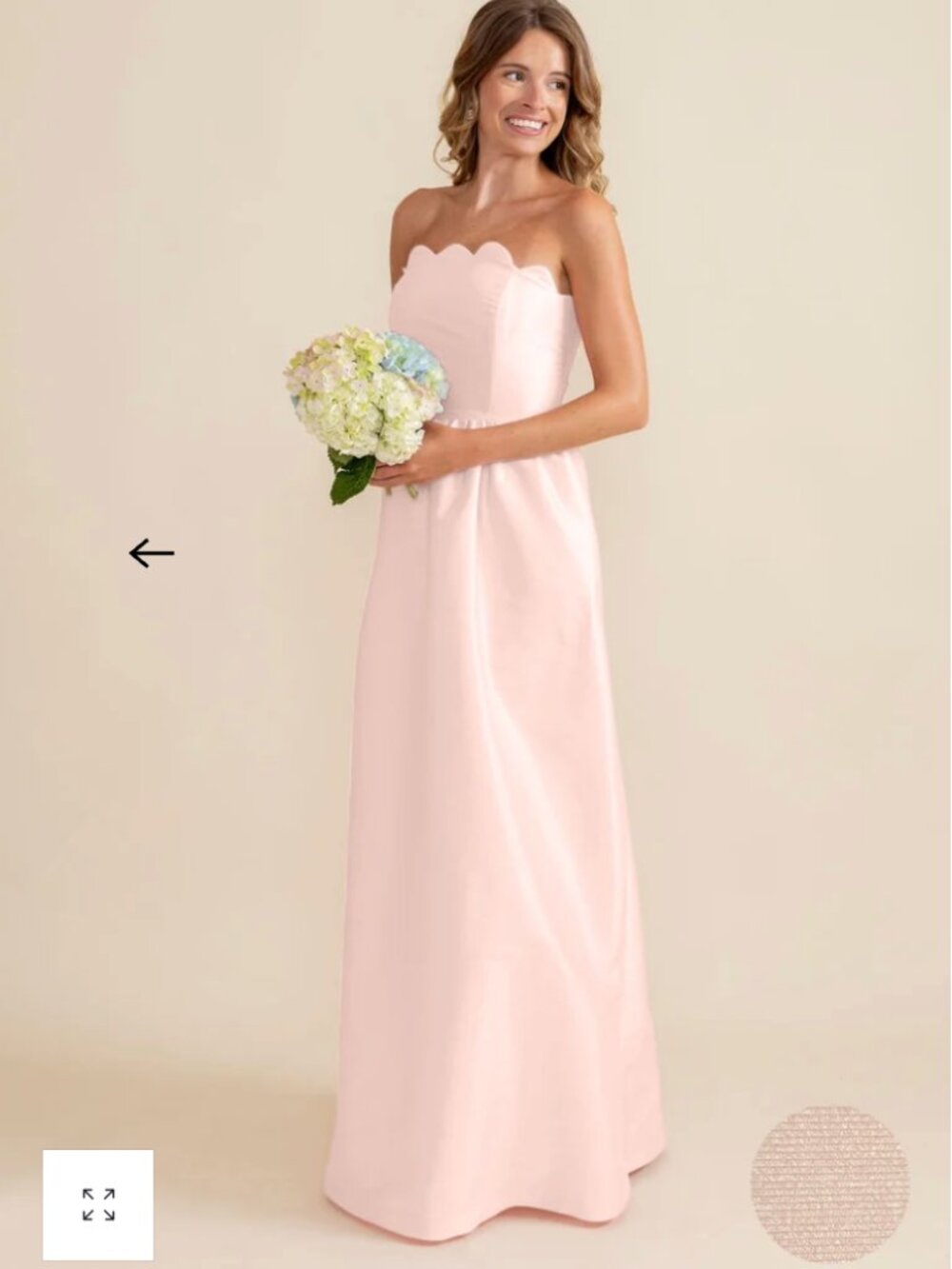 LulaKate Hayes Blush Bengaline Strapless Bridesmaid Gown